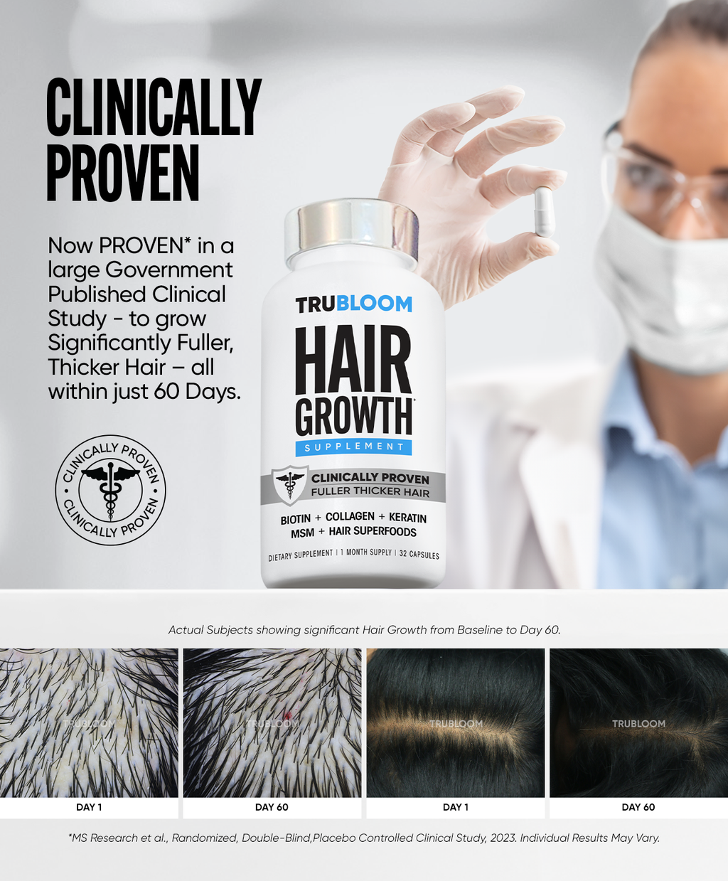 TRU BLOOM Hair Growth Vitamins - 1 Month Supply